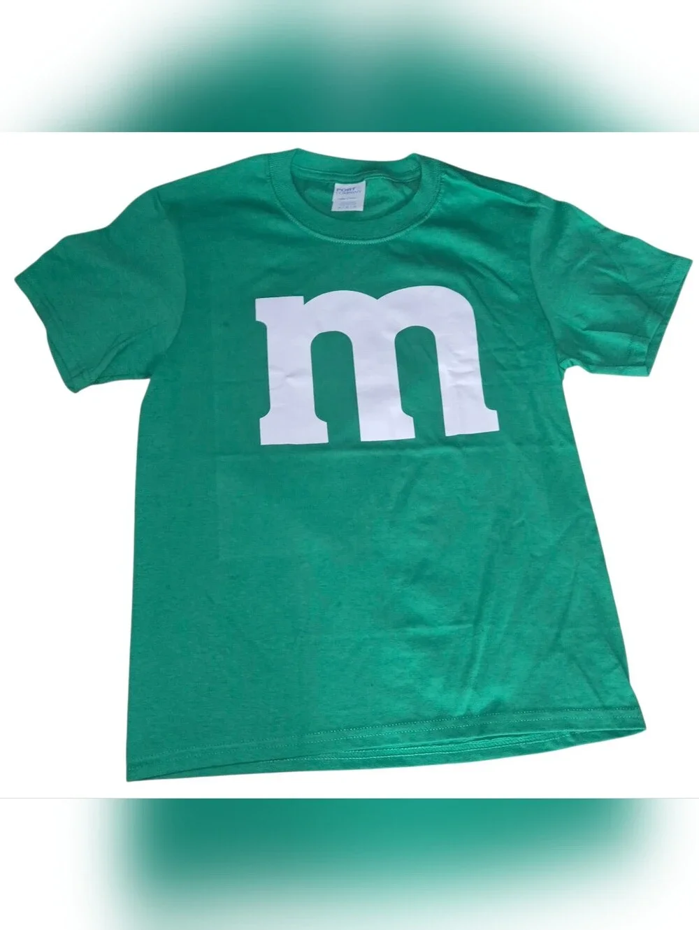 New Balance Green Tee with White 'm' Graphic - Kids Short Sleeve